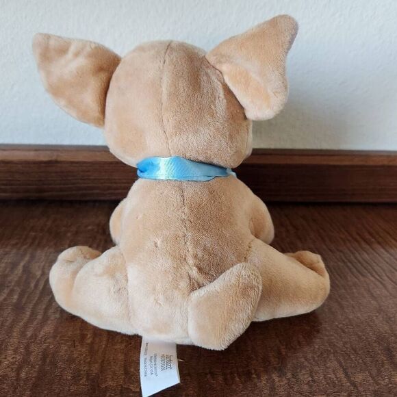 Burton & Burton boxer puppy dog plush toy tan blue ribbon 7" - Picture 3 of 5